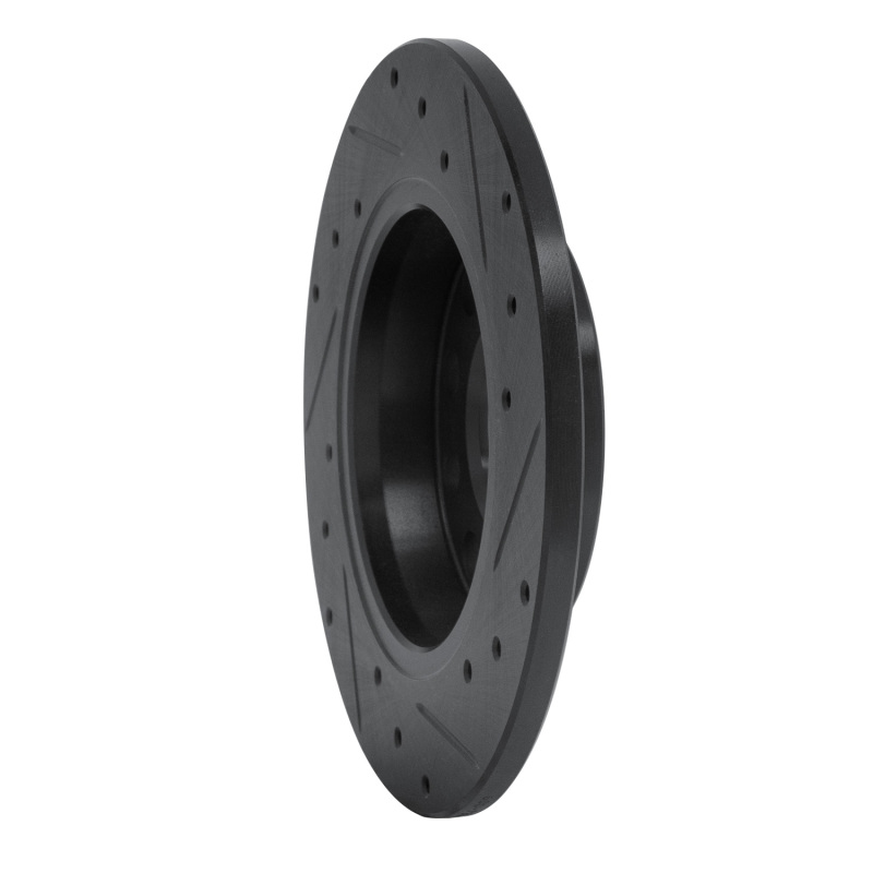 Audi A4 Brake Rotor (1) - Rear Left - R1 Concepts - Drilled & Slotted - Black - `00-`08